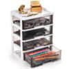 WRINGKIT Desk Organizer with 4 Drawers, Plastic Desk Storage Box, Desktop Storage Unit for Office Home Art Supplies, Bathroom, Countertop, Study, Makeup Stationary Organizer