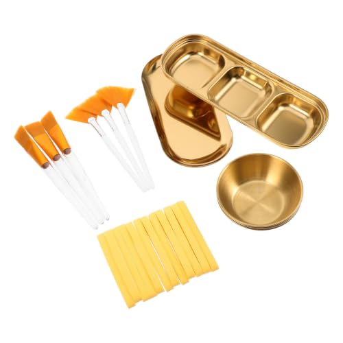 WRITWAA 23pcs DIY Facial Mask Making Kit with Stainless Steel Gold Bowls, Fan and Flat Brushes, Skincare Tray, and Facial Sponges for Sensitive Skin, for Professional Spa and Home Use