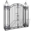 Wrought Iron Garden Gate, Decorative Metal Entryway Fence Gate for Backyard, Patio, and Lawn, Heavy Duty Powder Coated Black, 48 x 8 x 53 Inch