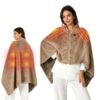 WRUIOY Battery Heated Blanket with 3 Levels and 6 Heating Zones Faux Rabbit Fur Shawl for Office Camping Home 39” x 63” Dark Khaki