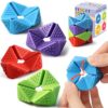 WSEJK Sensory Fidget Toys, 4PCS Textures Sensory Flip Cube Quiet, Silicone Anxiety Relief for Autism ADHD, Novelty Toy for Kids or Adults, Best Gifts