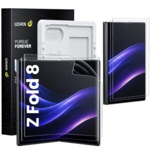 WSKEN for Samsung Galaxy Z Fold 8 Screen Protector - [Auto Align Frame] 2 Pack Inside TPU Film + 2 Pack Front 9H Tempered Glass, Zero Bubbles No Creases Case Friendly for Fold 8