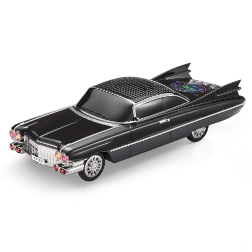 WSTER WS-730 Rocket Tailfin Car Bluetooth Speaker, Retro Coupe Replica with Display, TWS Pairing, FM Radio, USB/TF, Mic, Remote Selfie Control, LED Lights, Gift for Men Boys and Car Lovers (Black)