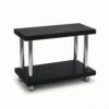 Wswqop Small Shelf Two Tier Tabletop Organizer Storage Rack Solid Wood Decks Iron Supports Leveling Feet Open Design Suitable for Vanity Tray Area Dresser bar workspace, Black, Small