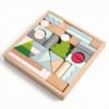 Wsymxuo Wooden Blocks with Storage Tray Young Child Building Blocks with Storage Tray Colorful Shape Sorting Toy for Young Children, Preschoolers, Daycare