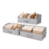 WUIKE Closet Organizers and Storage, Trapezoid Storage Bins, Fabric Closet Bins with Handles, Foldable Storage Baskets for Clothes, Purse, Blanket, Herringbone Gray, Extra Large, 3-Pack