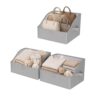 WUIKE Closet Storage Bins with Handles, 3-Pack, Large, Open Front, Greige