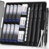 WUO 0.5mm Mechanical Pencil Set, 3 Black Metal Drafting Pencils with 480 HB Lead Refills, Precision Eraser Pen, 4B Erasers & Case, Mechanical Pencils for Writing, Drawing, Sketching & School
