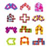 WUQR 12PCS Wacky Tracks Fidget Toys, 11 inch Sensory Snake Chains for Autism ADHD Stress Relief, Travel Train Plane Activities, Easter Gifts Party Favors Classroom Prizes (12 Colors)