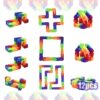 WUQR Iridescence 12PCS Wacky Tracks Fidget Toys Snap & Click Sensory Snake for Kids & Adults, ADHD Autism Stress Relief, Classroom Prizes, Party Favors