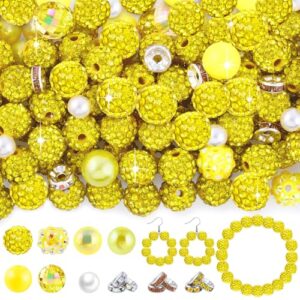 Wurosi 300 Pcs Rhinestone Beads for Jewelry Making, Included 200 Pcs 10mm Beads for Pen Making, 50 Pcs 8mm Spacer Bead and 50 Pcs 6mm Pearl Bead for DIY Bracelet Necklace Earring Crafting