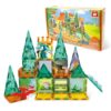 W WISE BLOCK Magnetic Tiles with Tino Dinosaur Transformable Toy, STEM Building Blocks for Kids Ages 3-8, Travel Magnet Construction Set, Educational Dino Toys for Boys Girls Preschool Learning