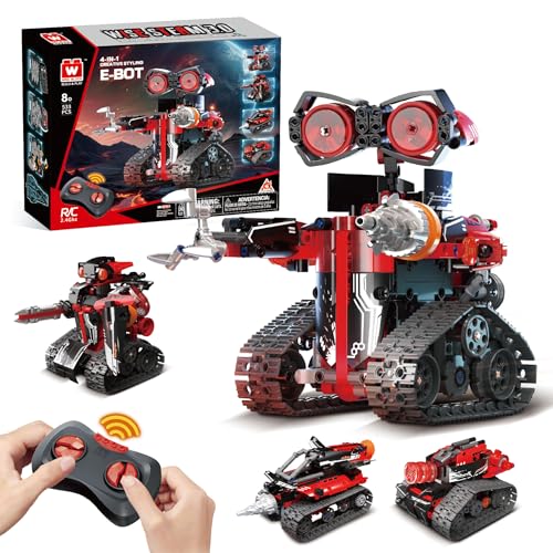 W WISE BLOCK Robot Building Kit, STEM Robotics for Kids Ages 8-12, 533 Pcs Robot Kits Erector Set Rc Toy for Kids Age 8+, DIY Build Science Educational Gifts for Age 8 9 10 11 12+ Boys & Girls