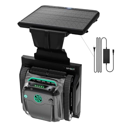 WYBOT S2 Solar Pool Vacuum Cleaner, Smart Auto Parking, Dual Charging Modes, 3D Adsorption System, Brushless Motor, App Control, for In-Ground Pools up to 3,229 Sq.Ft, Grey & Green