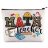 WZMPA Math Teacher Cosmetic Bag - Multicolor Letter Print - Waterproof Canvas - Zipper Closure - Unisex-Adult - Travel/On-The-Go Makeup Storage