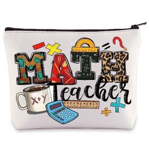 WZMPA Math Teacher Cosmetic Bag - Multicolor Letter Print - Waterproof Canvas - Zipper Closure - Unisex-Adult - Travel/On-The-Go Makeup Storage