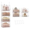 X-cosrack 4 Tier Closet Hanging Organizer, Foldable Closet Shelving with 2 Hanging Hooks 5 S Hooks, Wire Storage Basket for Wardrobe Laundry Room, for Clothing Sweaters Shoes Handbags Patent-White