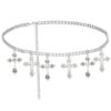 XaiYimee Gothic Punk Cross Waist Chain for Women,Silver Gothic Goth Punk Grunge Emo Belt，Goth Body Jewelry Accessories for Daily Party Cosplay Halloween