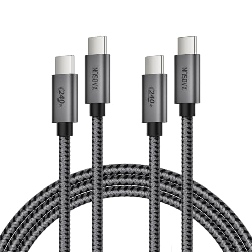XAOSUN 240W USB C to USB C Cable 4.9FT, 1.5M USB C Charger Cable PD3.2 48V 5A, Braided Fast Charging Type C Cable for iPhone17 16 15, MacBook Air/Pro, iPad, Steam Deck, Laptop…(2-Pack)