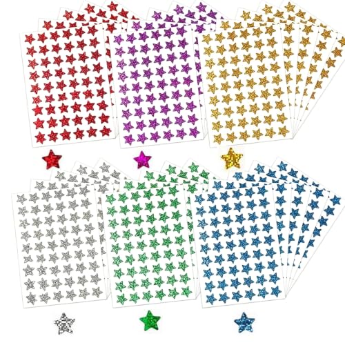 Xenothryxal 3240 PCS Star Stickers,6 Colors 0.6" Sparkly Holographic Stickers,Holographic Colors Foil Star Sticker for Rewards, Behavior Chart, Student Planner, School Classroom Teacher Supplies
