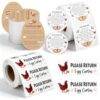 XEQWZVFR 1200Pcs Farm Fresh Egg Stickers Set Include 500Pcs Market Egg Handling Stickers Unwashed Egg Sticker Labels,Please Return Egg Carton Labels Stickers Roll,200Pcs Handing Instruction Cards