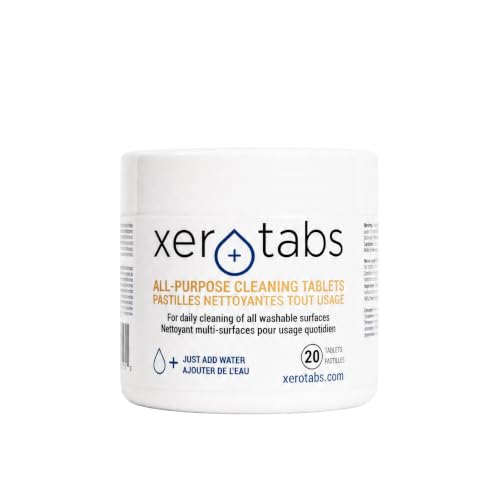 xerotabs All Purpose Cleaning Tablets - Concentrated Multi Surface Cleaner - Ecocert Certified - Non Toxic, Biodegradable & Septic Friendly - Fragrance Free Formula - 20 x 5g Tablets