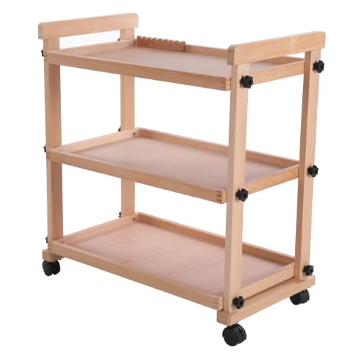 Xevaldric Solid Beechwood Art Cart Storage Organizer with Caster Wheels Rolling Utility Studio Taboret Multifunctional Studio Special Painting Cart Multi-Layer for Supplies & Classroom Utility