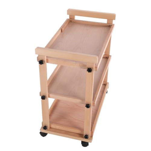 Xevaldric Solid Beechwood Rolling Utility Studio Taboret with Caster Wheels Studio Special Painting Cart Multifunctional Storage Trolley Shelving Large Capacity for Supplies & Classroom Utility