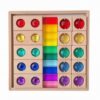 Xgdsnly Wooden Sensory Stacking Toy Rainbow Colors Wooden Gem Blocks Sunlight Reflection Acrylic Window Blocks, High Transparency Rainbow Block Set 3