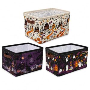 XIAOSLMP 3 Pcs Halloween Foldable Storage Basket with Carrying Handle