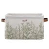 xigua Vintage Colorful Herbs Wild Flowers Floral Storage Basket Collapsible Toy Storage Bins Waterproof Canvas Storage Basket with Leather Handles for Home Closets Offices,Bedrooms,Kids Toy and Gift