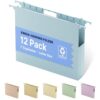 XINGIA Hanging File Folders Letter Size, Heavy Duty 1" Expanding Hanging File Folders, 12 Pack File Folders Hanging with Tabs, File Cabinet Folders for Office Home, Assorted Colors.