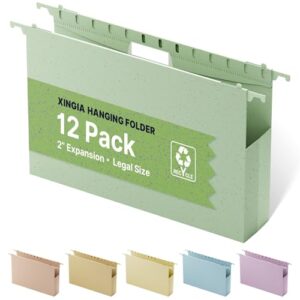 XINGIA Legal Size Hanging File Folders, 2" Expansion, 12 Pack Hanging Folders with Tabs Designed for Legal and Law Office File Organization,Stay Organized for Your Home and Office Bulk File