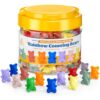 XINHUIDALSQ Rainbow Counting Bears Set of 200, 10 Colors Sorting Teddy Plastic Bears Math Manipulatives for Toddlers, 1 Inch Bear Conters Ages 3+ Kids