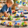 XINNOVEL Toddlers Car Building Blocks Set, 16Pcs Different Vehicles, Build Your Own Toy Cars, STEM Learning Toy for Ages 3-5, Gifts Toys for 3 4 5 4 7 8 Year Old Boys Girls