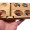 Xixian Foldable Wooden Mancala Board Game Set with 48 Glass Stones, Portable Travel Strategy Game for Kids Adults, African Chess Party Entertainment