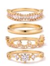 XIXIAOYAN Stackable Gold Ring Set for Women Non Tarnish Cubic Zirconia Ring