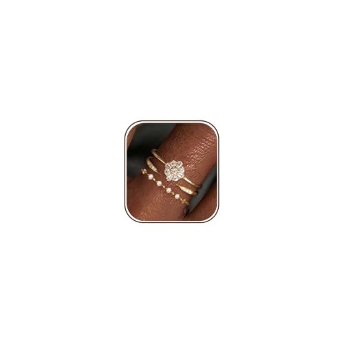XIXINI Stackable Rings for Women,14K Gold Plated Dainty Pinky Rings for Women Non Tarnish Cubic Zirconia Wedding Bands Ring Set Trendy Statement Engagement Womens Rings Size 6 Cute Jewelry