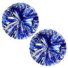 Xkaiabc 2PCS Cheerleader Pom Poms, Blue Pom Poms Cheer Stuff, Cheerleading Stuff for Team Spirit Sports Dance Cheering (Blue and Silver)