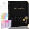 XKDOUS Aesthetic Document Organizer 3 Ring Emergency Binder Linen Folio Folders with 9 Pockets Expanding File Storage Holder for Important Papers, Letters, Passports, Photos
