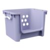 XKIOLED Large Open-Front Stackable Toy Storage Basket With Handles, Purple Organizer Bin For Toys, Books, Playroom, Bedroom And Home Organization, 16.5" W X 20.88" L X 13.13" H