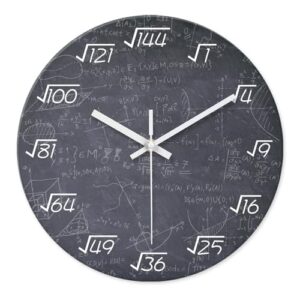 XNM Glass Math Small Wall Clocks Battery Operated 12 Inch