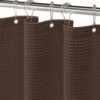XOGUIBO Linen Waffle Weave Shower Curtain Brown Shower Curtains for Bathroom,72" W x 72" L