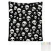 XOVINOX DIY Coloring Halloween Skull Blanket with Markers, Black White Skull Crossbones Flannel Throw Blanket for Home Halloween Decor Handmade Art Gift
