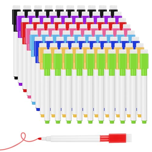 xozeooeu 240 Pieces Magnetic Dry Erase Markers with Eraser Cap, 8 Colors Fine Point Whiteboard Markers Bulk, Low-Odor Dry Erase Pens (30 Marker per Color)
