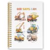 XPH Christian Construction Spiral Notebook, God Says I Am Bible Journaling Notebooks for Note Taking, Religious Hardcover Journal for Writing 160 Pages 5.5 x 8.3 Inch, Christian Gifts for Women Men