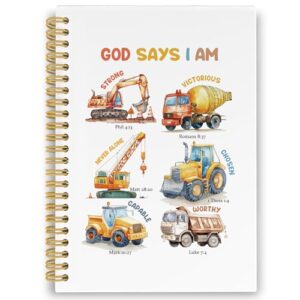 XPH Christian Construction Spiral Notebook, God Says I Am Bible Journaling Notebooks for Note Taking, Religious Hardcover Journal for Writing 160 Pages 5.5 x 8.3 Inch, Christian Gifts for Women Men