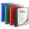 XRUNMIX 1 Inch Expandable 3 Ring Binder, Retractable Spine, Clear View Front Cover, Round Ring, Holds up to 200 Sheets, 8.5 x 11 Letter Size, 4 Pack