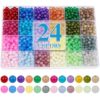 XSEINO About 1200PCS 6mm Glass Beads Bracelet Making Kit,24 Colorful Nature Series Colorful Crystal Beads for Bracelet and Jewelry Making and DIY Crafts,Friendship Bracelets