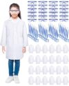 Xtinmee 24 Sets Kids Lab Coat Science Kit Bulk Scientist Dentist Dress Costumes for Children with Goggles ID Cards for Classroom (Medium)